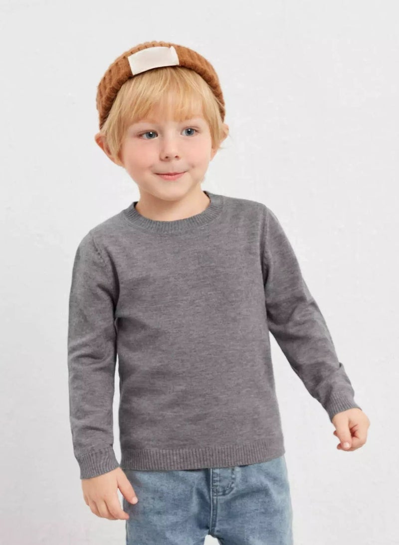Toddler Boys Round Neck Solid Sweater - Image 1