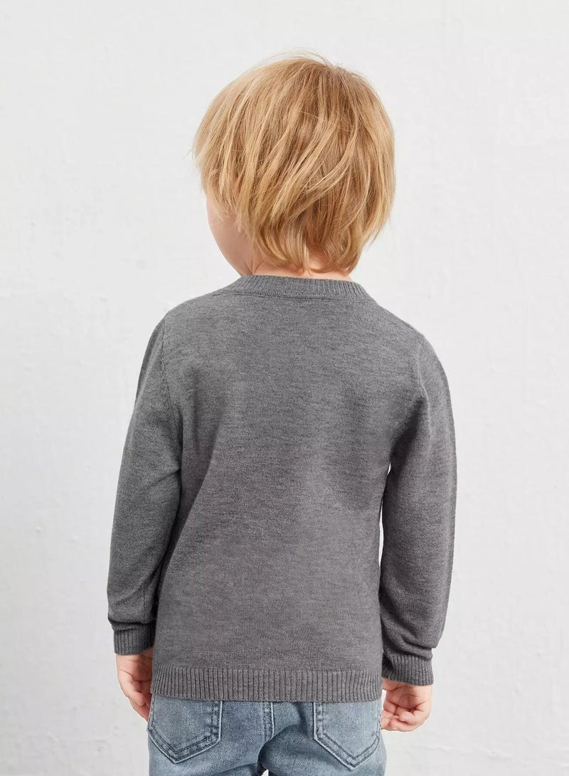 Toddler Boys Round Neck Solid Sweater - Image 2
