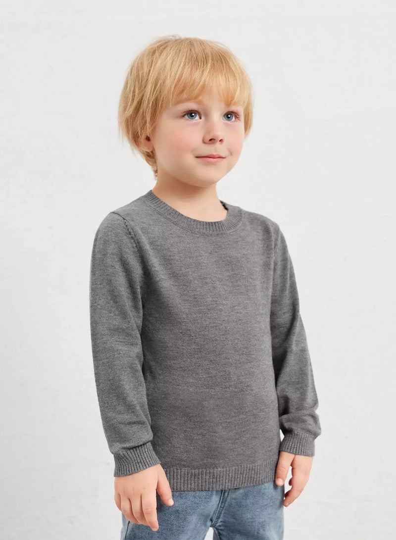 Toddler Boys Round Neck Solid Sweater - Image 4