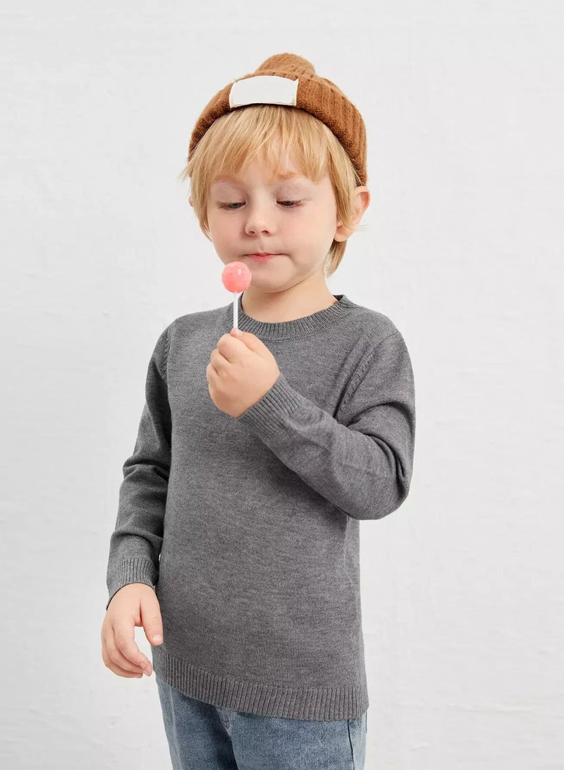 Toddler Boys Round Neck Solid Sweater - Image 3