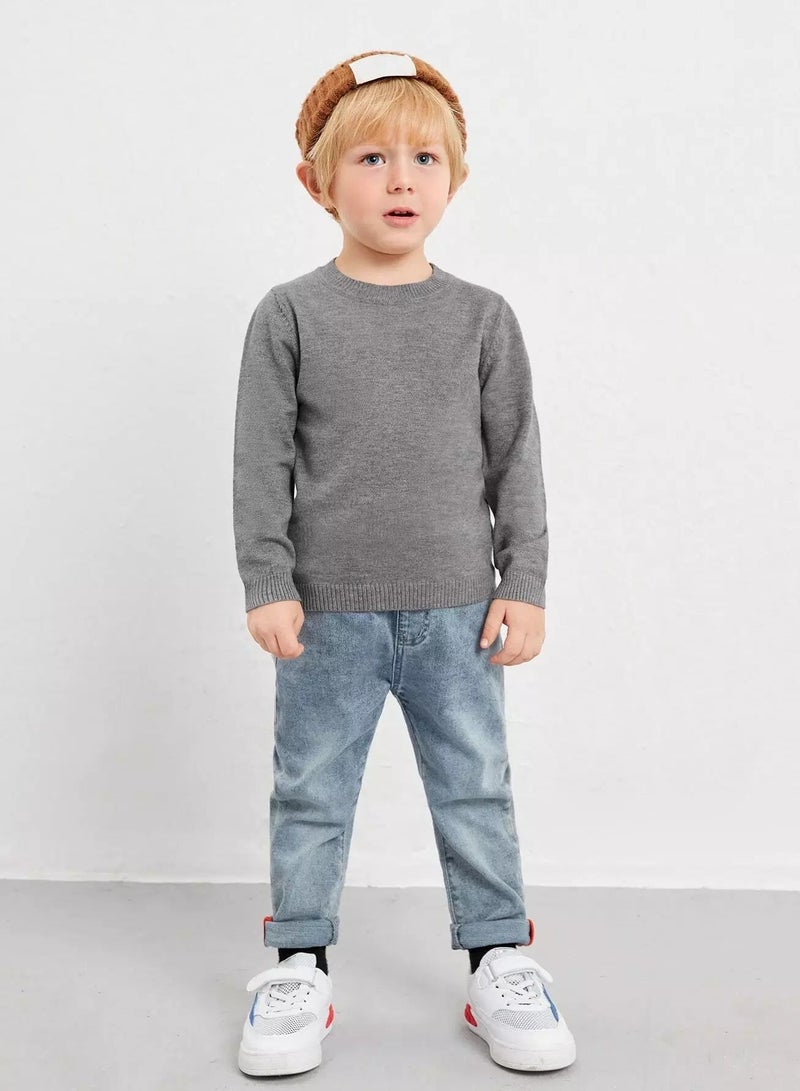 Toddler Boys Round Neck Solid Sweater - Image 5
