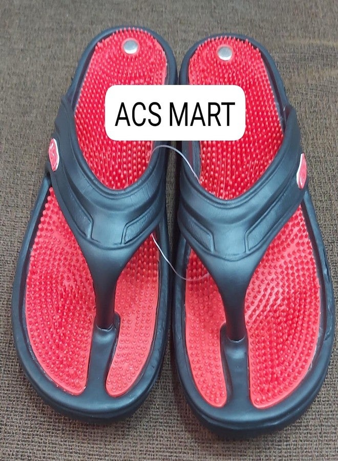 ACS MART Acupressure Massage Slippers Red & Black Magnetic Heel Pain Remover (10 - Image 3