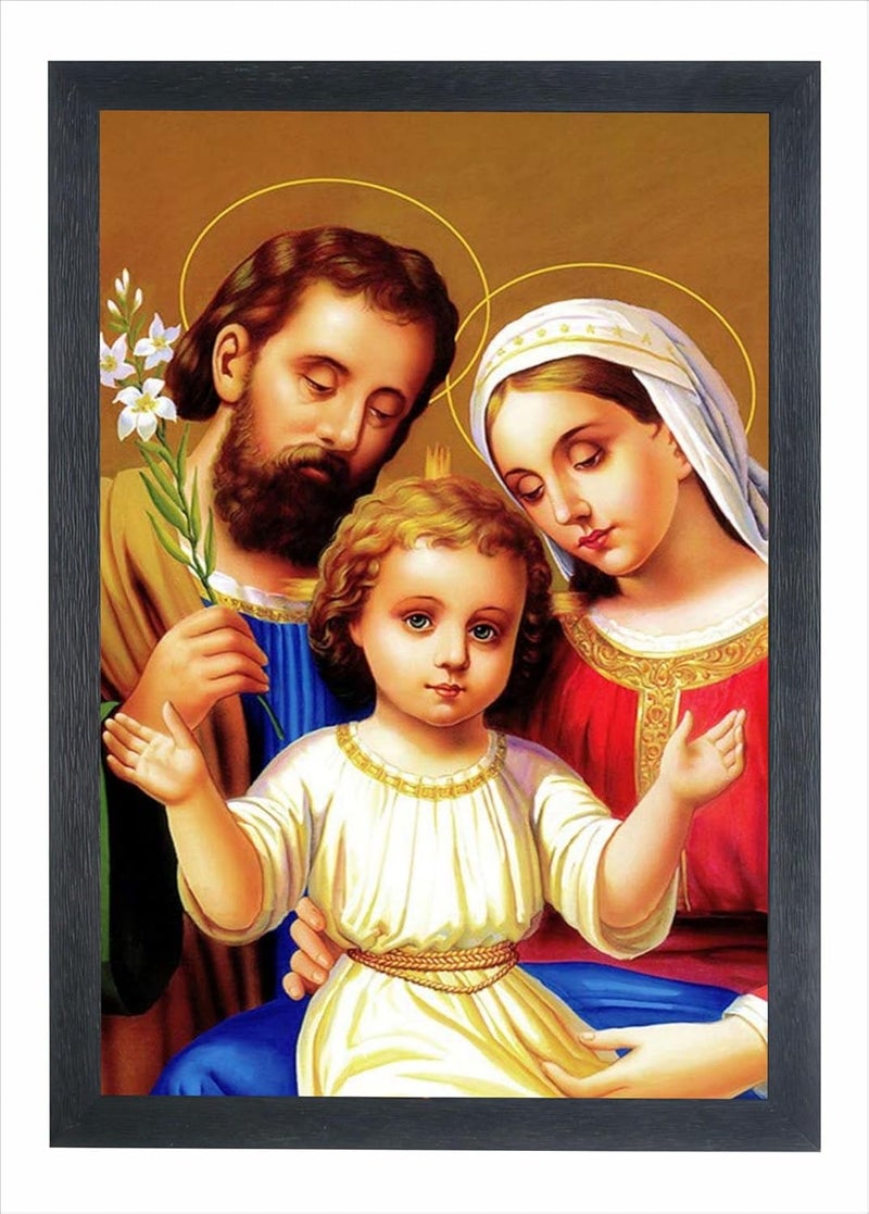 Devatwal God Jesus With Mary and Joseph Photo Frame For Wall Mounted Painting (10 * 14 Inch) 848-LNP - Image 1