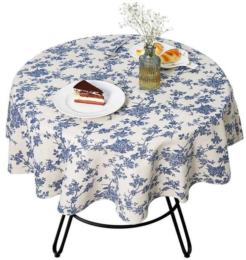 Y&D Linen European Style Tablecloth Set with Floral Pattern – Oatmeal Color Wedding Table Cover Includes Table Runners, 100% Linen - Image 2