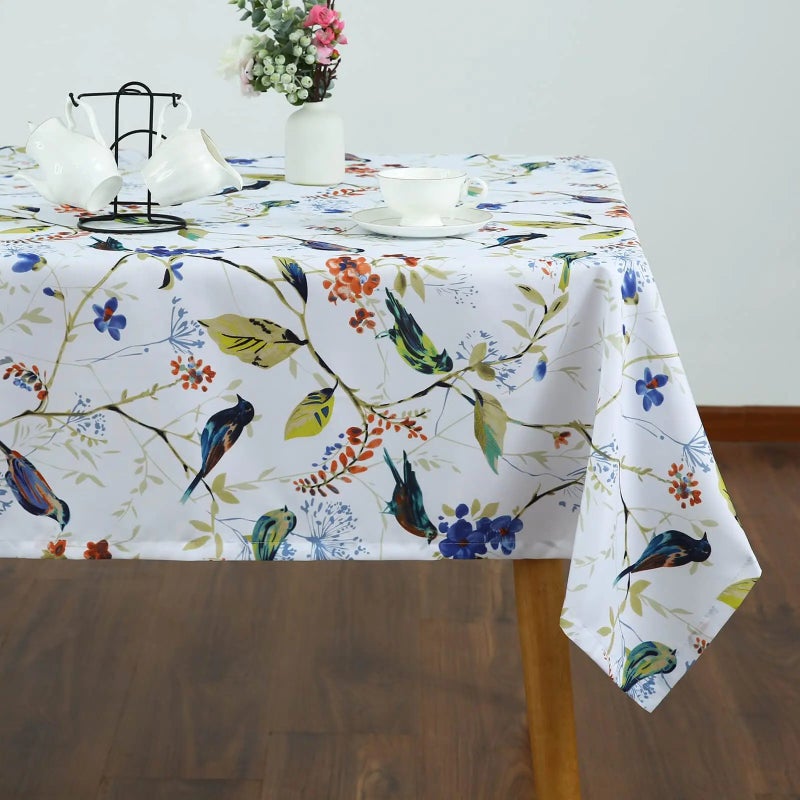 Y&D Linen European Style Tablecloth Set with Floral Pattern – Oatmeal Color Wedding Table Cover Includes Table Runners, 100% Linen - Image 4