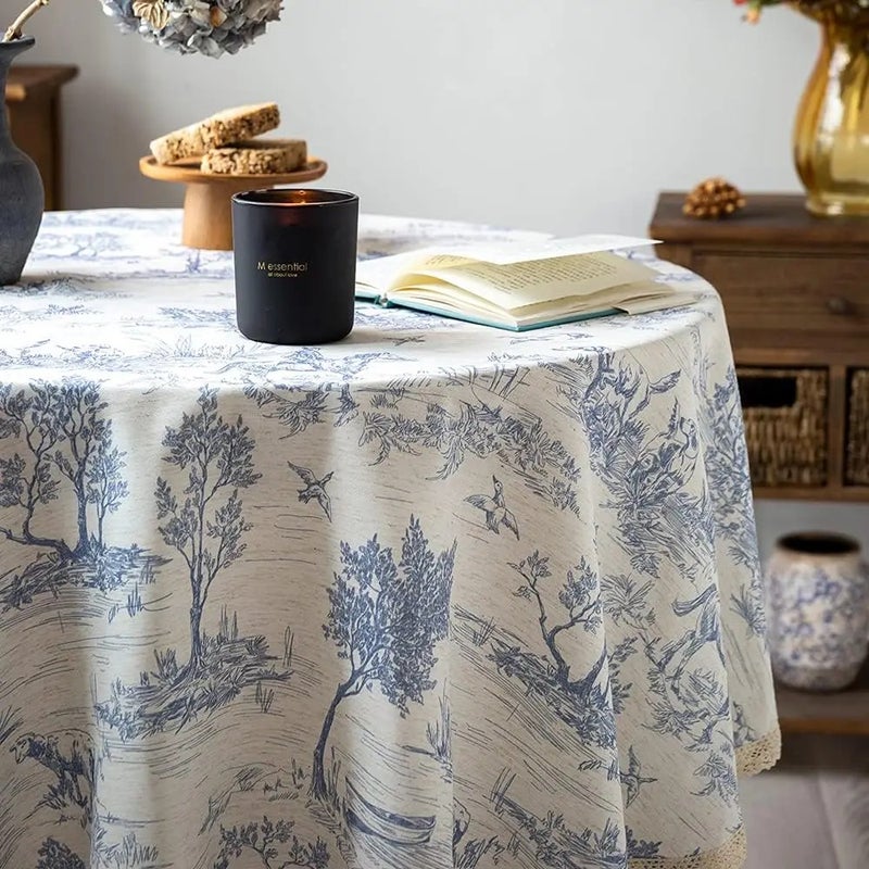 Y&D Linen European Style Tablecloth Set with Floral Pattern – Oatmeal Color Wedding Table Cover Includes Table Runners, 100% Linen - Image 5