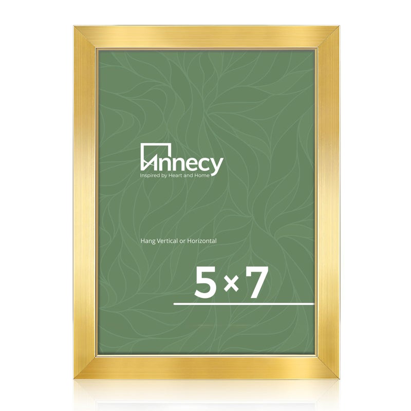 annecy 5x7 إطار الصورة الذهب (1 حزمة) 5x7 إطار الصورة للجدار أو سطح المكتب ديكور كلاسيكي الذهب البسيط النمط المناسبين لتزيين المنازل الفنادق - Image 1