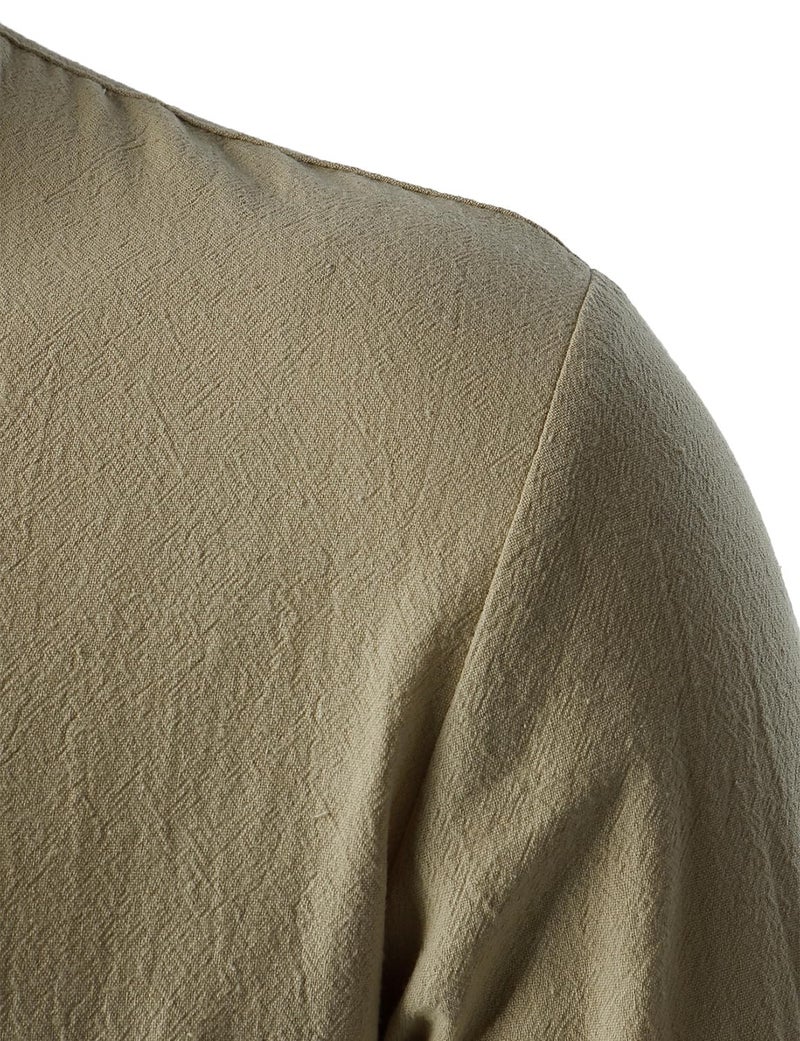 ZEROYAA Men's Medieval Vintage Long Sleeve Lace Up Shirt Renaissance Costume for Halloween Viking Pirate Cosplay ZHCL60-Beige Medium - Image 4