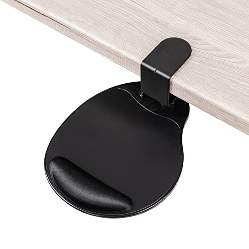 EHO Clamp-On Mouse Platform with Gel Wrist Rest, 360° Rotating Under Desk Mouse Tray with Slide-in Storage, Ergonomic Space-Saving Armrest for Left or Right-Hand Use, TAA-Compliant - Image 1