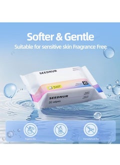 SEEDNUR Organic Pure Cotton Baby Water Wipes, Specially Crafted for Sensitive Skin Gentle, Eco-friendly and Suitable for Sensitive Skin Perfect for Travel and Everyday Use (20 Wipes/Bag)  - Image 2