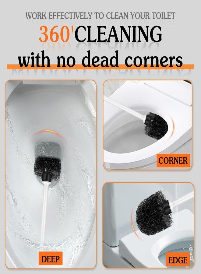 AONEZ Toilet Brush and Holder Set, Long Handle Non-Slip Grip Toilet Bowl Brush, Hard Toilet Brush, Deep Cleaning for Bathroom Toilets, Easy to Install White 3 Pack - Image 2