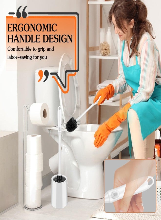 AONEZ Toilet Brush and Holder Set, Long Handle Non-Slip Grip Toilet Bowl Brush, Hard Toilet Brush, Deep Cleaning for Bathroom Toilets, Easy to Install White 3 Pack - Image 3