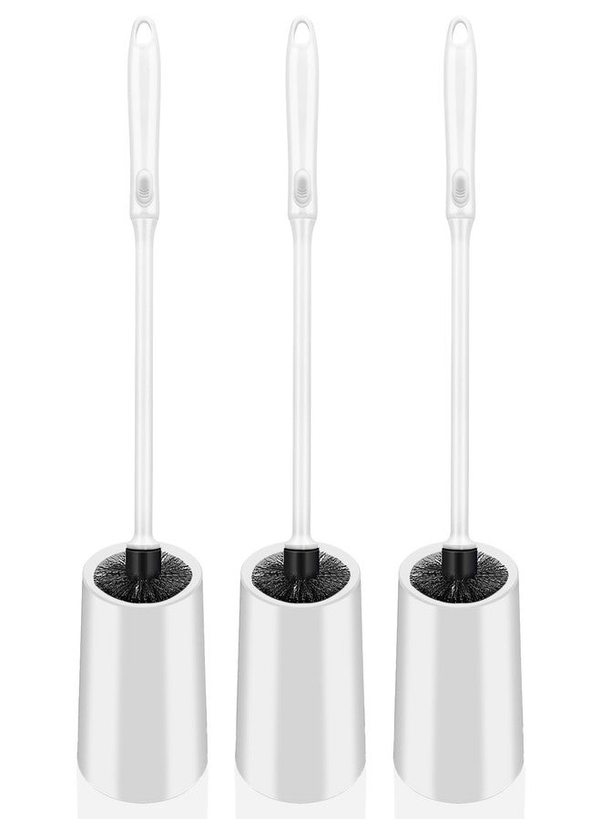 AONEZ Toilet Brush and Holder Set, Long Handle Non-Slip Grip Toilet Bowl Brush, Hard Toilet Brush, Deep Cleaning for Bathroom Toilets, Easy to Install White 3 Pack - Image 1