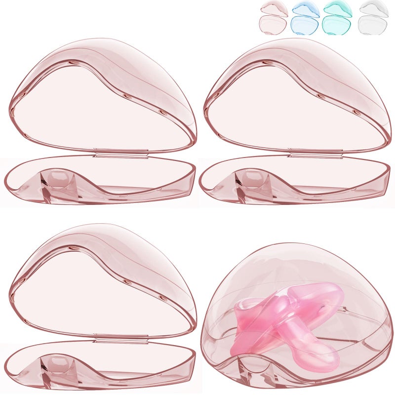 Smlpuame Pacifier Case,4 Pack BPA Free Pacifier Holder Case,Transparent Container Box for Baby Binkyï¼ˆNot Included,Essential Pacifier Accessories,Alway Keep Paci Clean,Easy to Clean(Pink) - Image 1