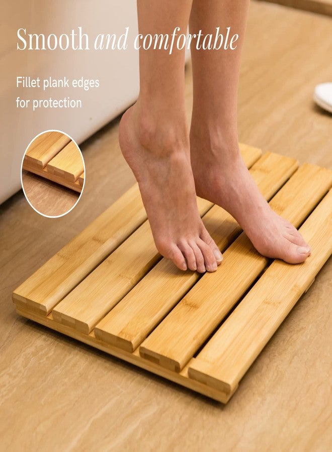 GOBAM Bamboo Bath Mat, Large, 26 x 15.75 x 1.34 inches - Water Resistant, Non-Slip Shower Mat for Spa, Sauna, Kitchen, Pool, Indoor, Outdoor - Bamboo Bathroom Accessories - Natural - Image 3