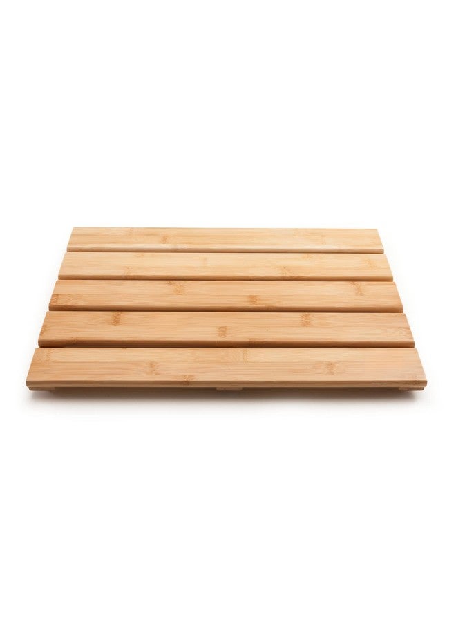 GOBAM Bamboo Bath Mat, Large, 26 x 15.75 x 1.34 inches - Water Resistant, Non-Slip Shower Mat for Spa, Sauna, Kitchen, Pool, Indoor, Outdoor - Bamboo Bathroom Accessories - Natural - Image 1