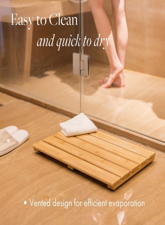 GOBAM Bamboo Bath Mat, Large, 26 x 15.75 x 1.34 inches - Water Resistant, Non-Slip Shower Mat for Spa, Sauna, Kitchen, Pool, Indoor, Outdoor - Bamboo Bathroom Accessories - Natural - Image 4