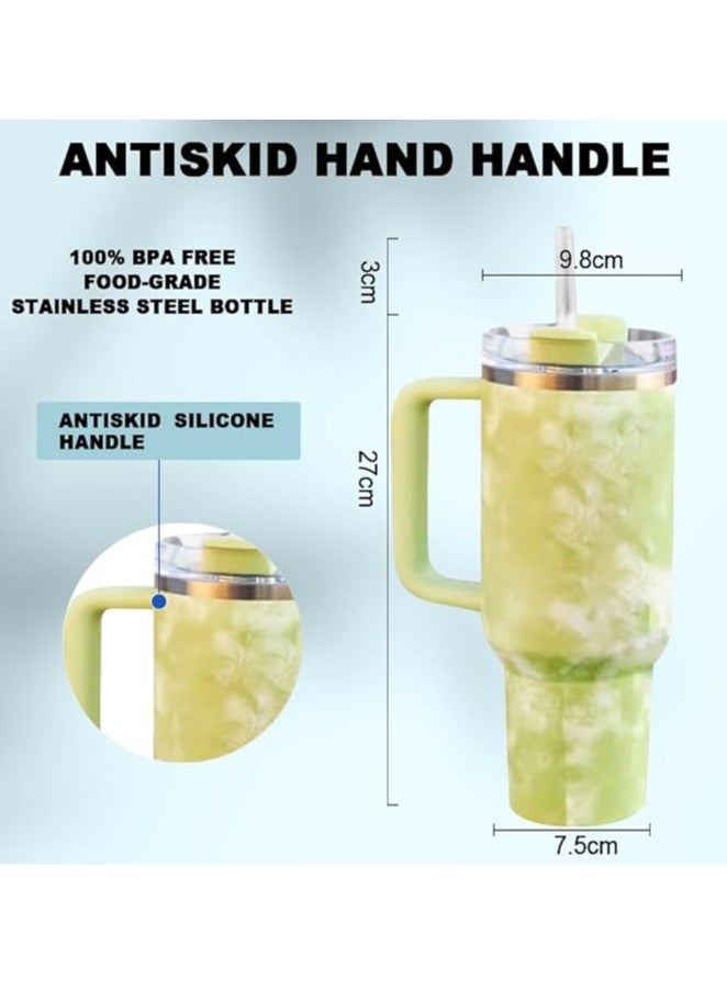 Arabest 40oz Tumbler With Handlec Travel Mug Straw Covers Cup with Lid Insulated Quencher Stainless Steel,for Water, Iced Tea or Coffee, Smoothie and More (Green） - Image 2
