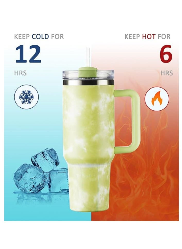 Arabest 40oz Tumbler With Handlec Travel Mug Straw Covers Cup with Lid Insulated Quencher Stainless Steel,for Water, Iced Tea or Coffee, Smoothie and More (Green） - Image 5