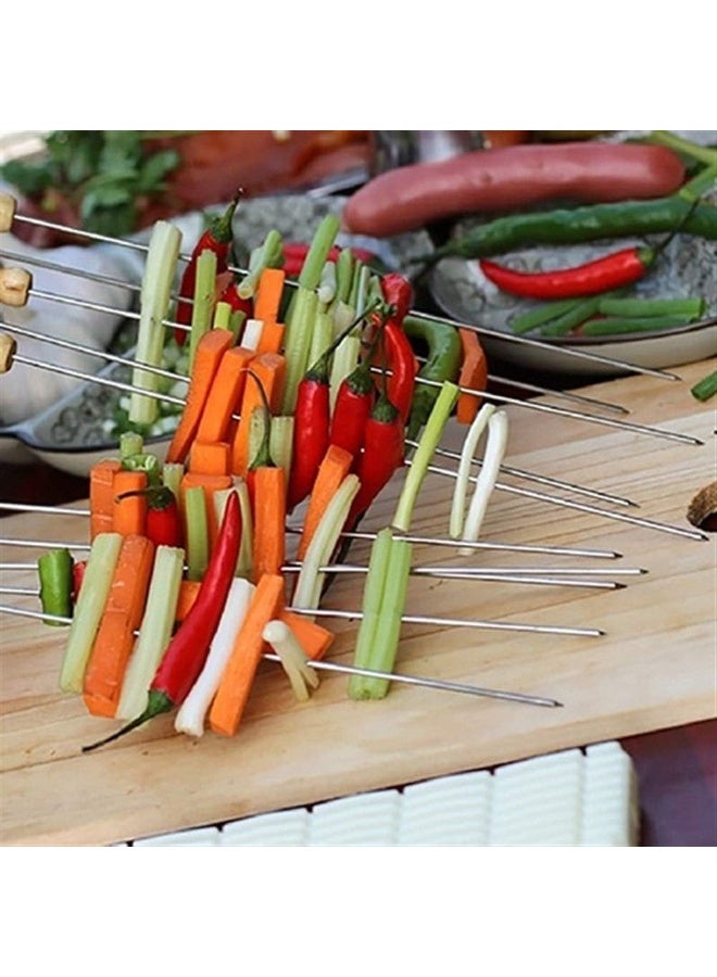 10 قطع من أسياخ الكباب المصنوعة من الفولاذ المقاوم للصدأ للشواء مع مقبض خشبي مانع للانزلاق - Image 2