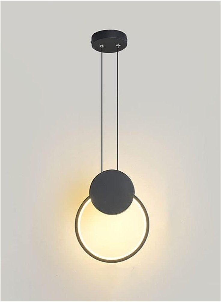 Bukela 12W Modern Dimmable LED Pendant Light Simple Chandelier Ceiling Pendant Lamps for Living Room Bedroom Staircase Kitchen Bedside Bathroom Hallway Round Hanging Light (Black ) - Image 1