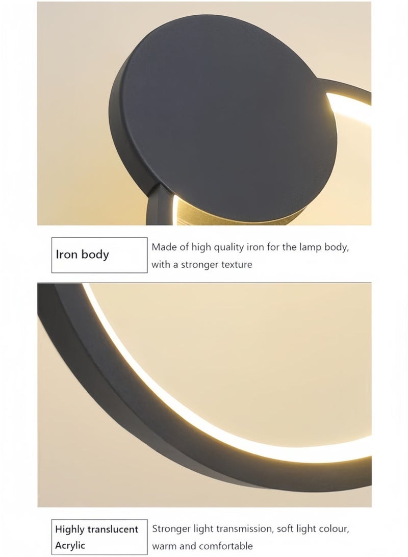 Bukela 12W Modern Dimmable LED Pendant Light Simple Chandelier Ceiling Pendant Lamps for Living Room Bedroom Staircase Kitchen Bedside Bathroom Hallway Round Hanging Light (Black ) - Image 4