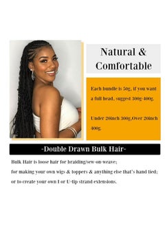 QTHAIR 14A Deep Wave Bulk Human Hair For Braiding No Weft (18"#1B(Natural Black)) 100% Unprocessed Brazilian Deep Wave Human Hair Virgin Hair Extensions Two Bundles Micro Braiding 