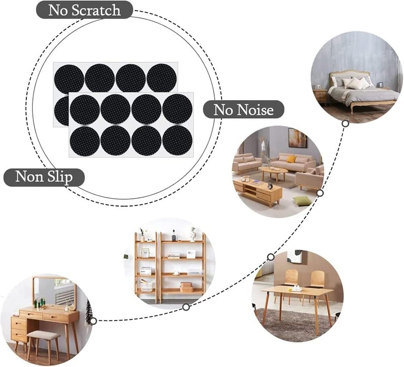 AJIODA Non Slip Furniture Pads–80PCS EVA Furniture Protector Self Adhesive Sticky Floor Protector Mat Furniture Grippers Chair Leg Pads Anti Scratch Foam Table Chair Sofa Sticky Floor Mat, Round - Image 4