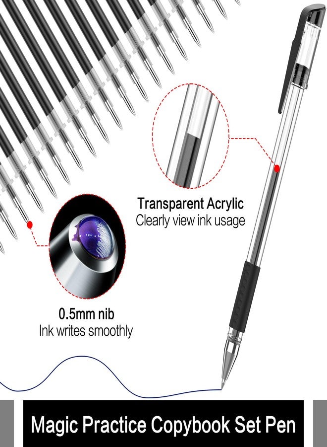 WANFRES Magic grooved kids book disappearing ink pen, 2 transparent pen barrels, 25 replacement refills, 2 silicone grips, Suitable for grooved writing books for kids 3-5, Children's magic copybooks. - Image 2
