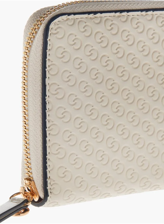 سيليست Womens Monogram Embossed Zip Around Wallet