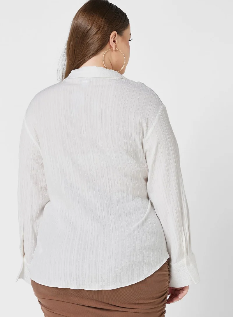 Topshop Curve Textured Wrap Top