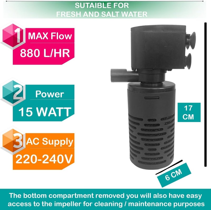 Meridian SOBO Amory Aquarium Internal Filter WP-1200 F Corner (Mechanical Filtration for Salt Water and Fresh) - CT - Image 2