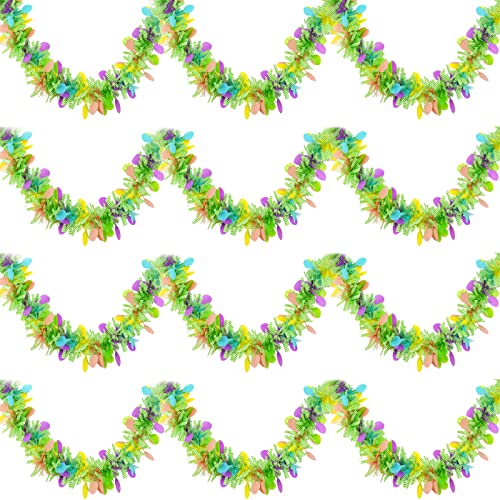Kreyfer 4 Strings Total 26.3 ft Easter Tinsel Garlands - Each 6.6ft Colorful Fringe Garland with Eggs Hanging Glitter Streamers for Easter Day, Spring Themed Parties, Classroom Decorations - Image 1
