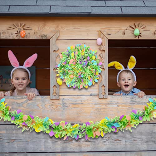 Kreyfer 4 Strings Total 26.3 ft Easter Tinsel Garlands - Each 6.6ft Colorful Fringe Garland with Eggs Hanging Glitter Streamers for Easter Day, Spring Themed Parties, Classroom Decorations - Image 4