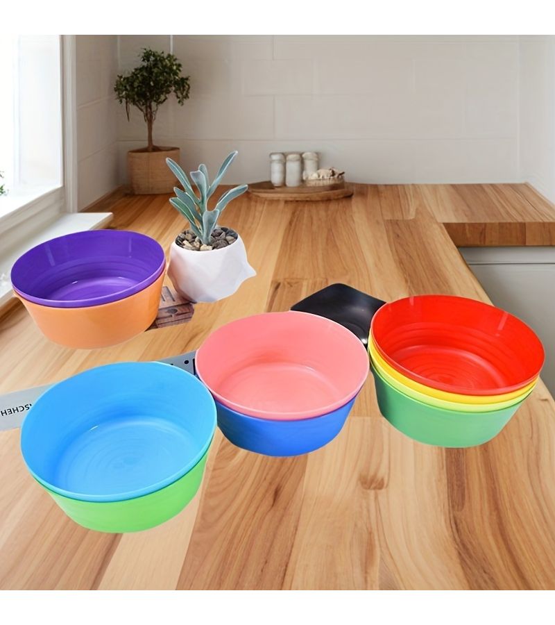 12pcs Colorful Reusable Plastic Bowls For Noodles Cereal Soup Salad - Image 5