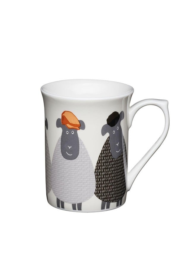 KitchenCraft Premium China 'Sheep' Fluted Printed Animal Mug for thinKitchen:, Tea or Coffee Cups, Microwave & Dishwasher Safe, 300 ml - Image 1