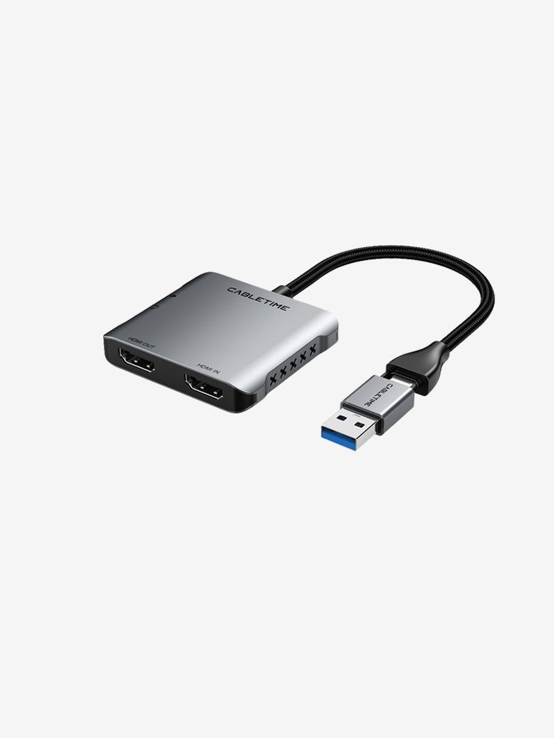 كابل تايم محول USB 3.0 A+C إلى HDMI لالتقاط الفيديو مع مخرج متداخل - Image 1