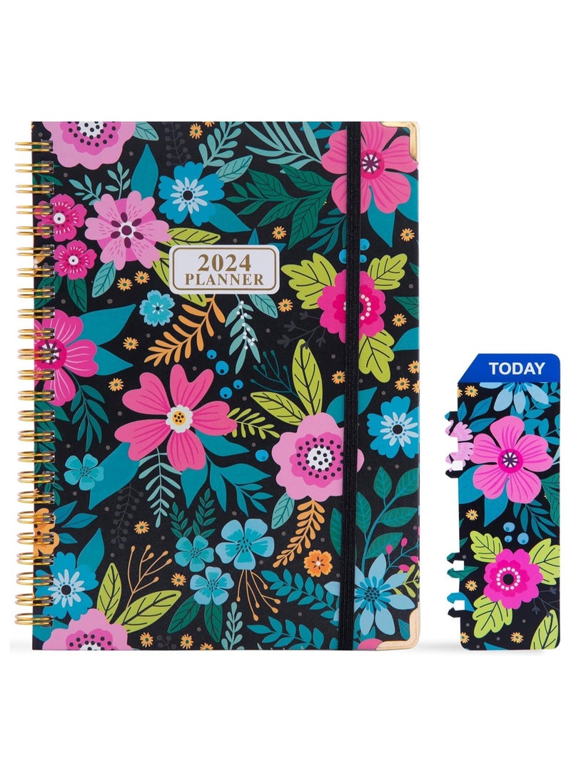 Generic 2024 Planner Weekly and Monthly Planner 2024 Runs from January 2024 to December 2024 A5 Planner 2024 Monthly Planner Spiral Bound with Tabs Inner Pocket Secret Garden Cover  - Image 1