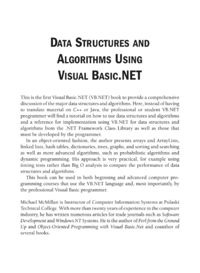 كتاب هياكل البيانات والخوارزميات باستخدام Visual Basic .NET دليلاً شاملاً يشرح المفاهيم الأساسية لتنظيم البيانات - Image 4