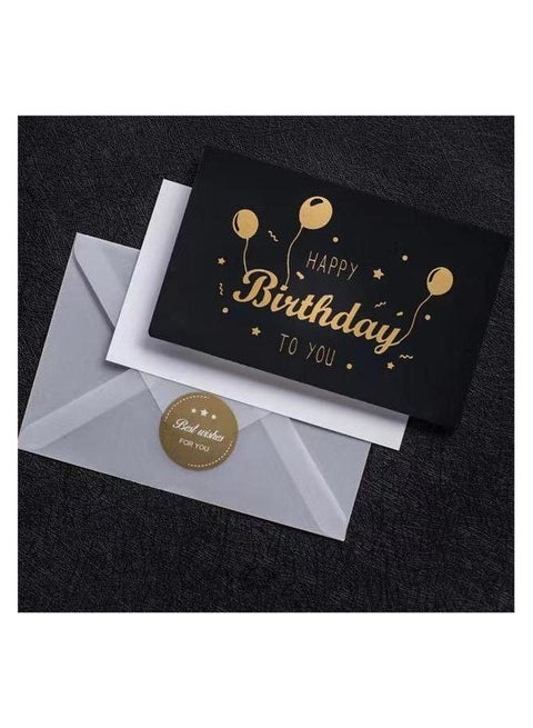 بطاقة عيد ميلاد رائعة مع رقائق ذهبية، عيد ميلاد سعيد أنيقاً لك مع غلاف وختم، هدية عيد ميلاد لصديقك، أمي، أبي