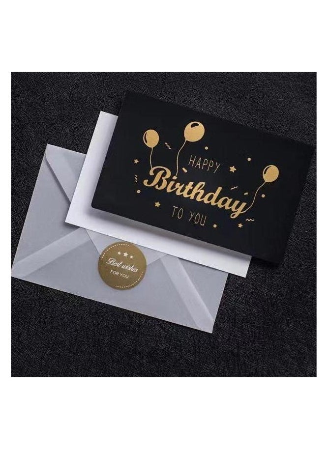 BenQuand Premium Birthday Card with Gold Embossing，Black & Gold Foil Elegant Happy Birthday to You With Envelope And Seal， Anniversary Card Gift for Boyfriend,Mum,Daddy  - Image 1