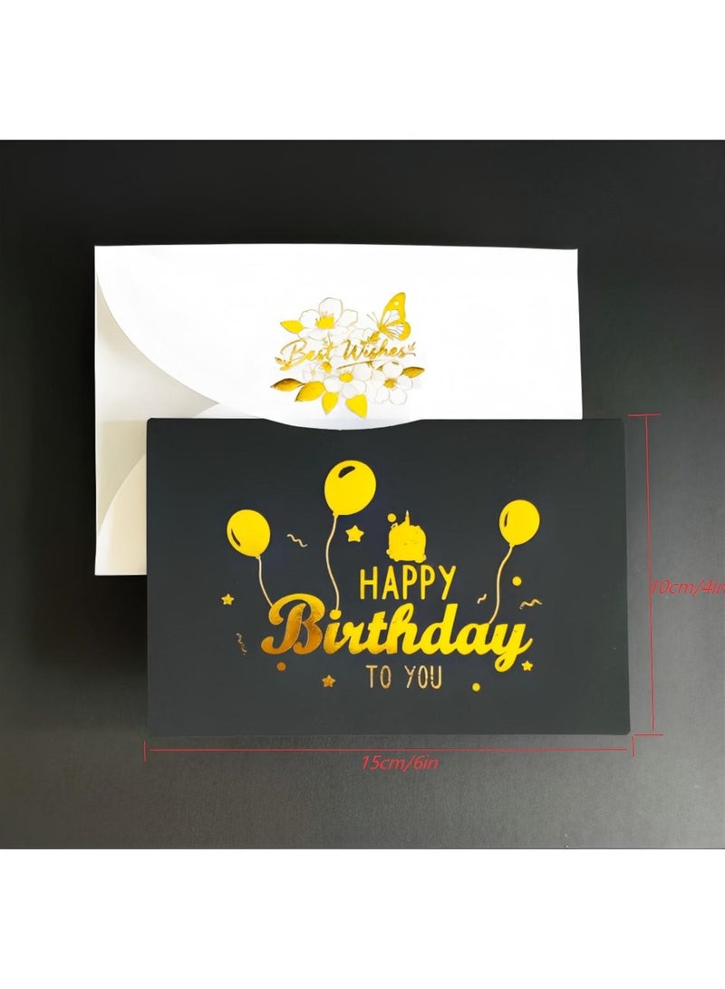 بينكواند بطاقة عيد ميلاد رائعة مع رقائق ذهبية، عيد ميلاد سعيد أنيقاً لك مع غلاف وختم، هدية عيد ميلاد لصديقك، أمي، أبي - Image 2