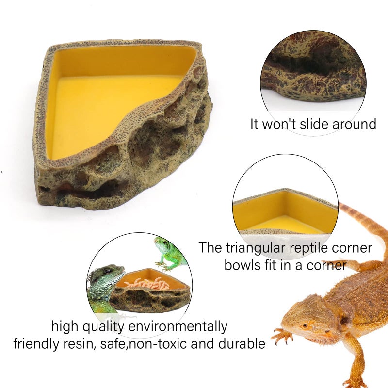 Reptile Feeder Resin Bowl Amphibian Reptile Bowl for Lizard Gecko Bearded Dragon Turtle - Image 5
