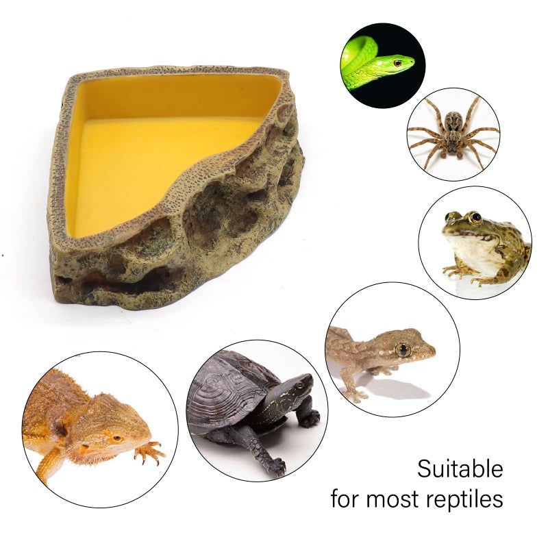 Reptile Feeder Resin Bowl Amphibian Reptile Bowl for Lizard Gecko Bearded Dragon Turtle - Image 4