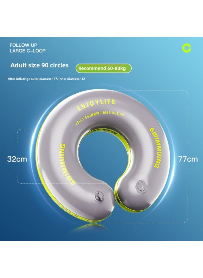 Generic Children's Swimming Ring Thickened Wear-resistant Household Swimming Products Press Inflatable Baby Swimming Ring Products Direct Sales-Inside Diameter After Inflation:90 Circles Of Forest Gray Swim - Image 1
