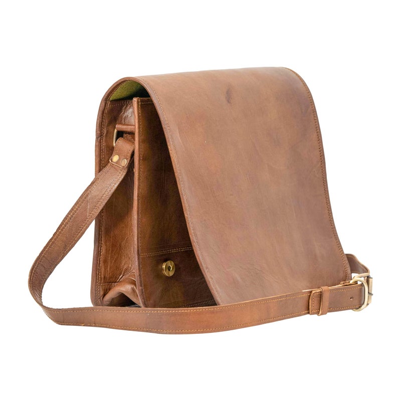 Shy Shy Let s Touch The Sky Indian Hando Art 13inch Leather Real Messenger bag for Laptop Briefcase Satchel Men and Women Messenger Handmade Bag Laptop Bag Satchel Bag Padded Messenger Bag Brown (13 inch small) - Image 5