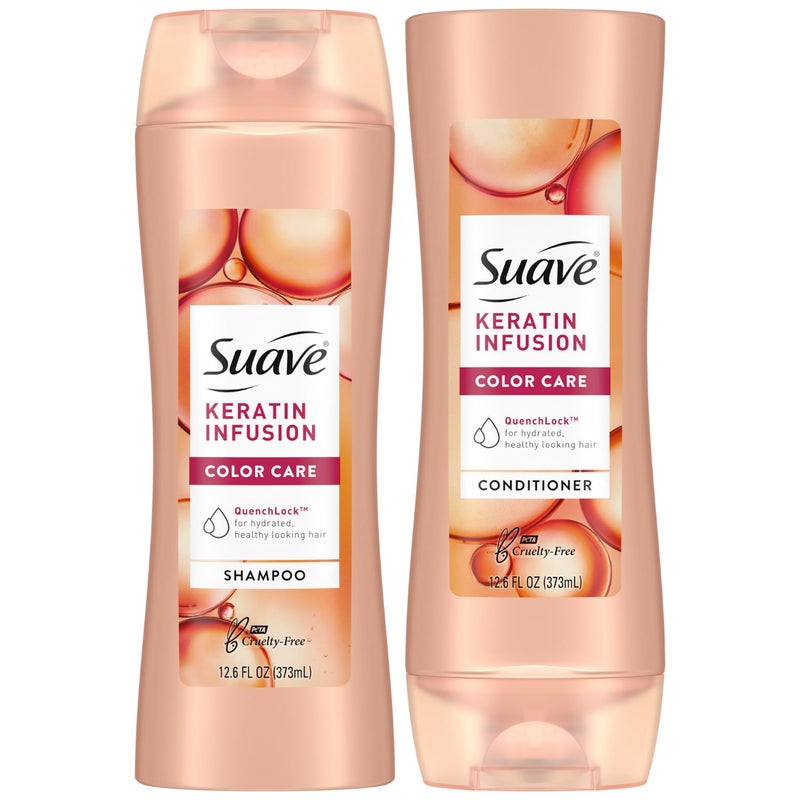 Suave Shampoo and Conditioner Set, Keratin Infusion, Color Care â€“Keratin Hair Treatment, Detangler & Frizz Control, 12.6 Oz Ea (2 Piece Set) - Image 1
