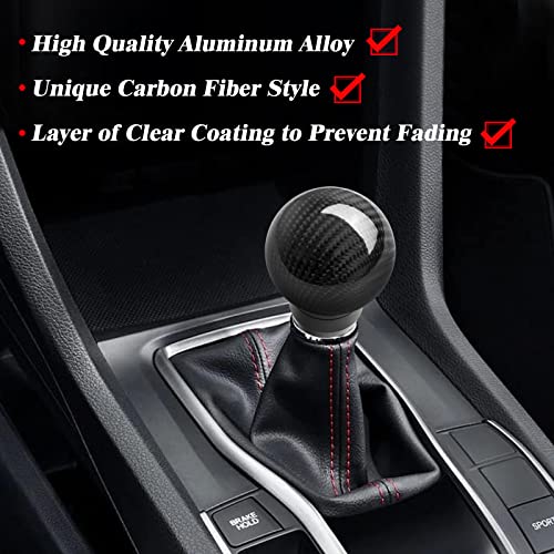 TEMSONE Universal Carbon Fiber Shift knob Round Ball Compatible with Lock/Button Automatic Transmission,Give for Boyfriend Father's Carbon Pattern Gear Shift Gift Box(Black) - Image 2