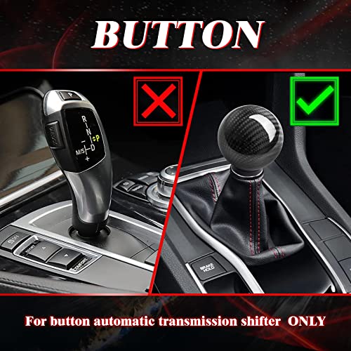 TEMSONE Universal Carbon Fiber Shift knob Round Ball Compatible with Lock/Button Automatic Transmission,Give for Boyfriend Father's Carbon Pattern Gear Shift Gift Box(Black) - Image 3