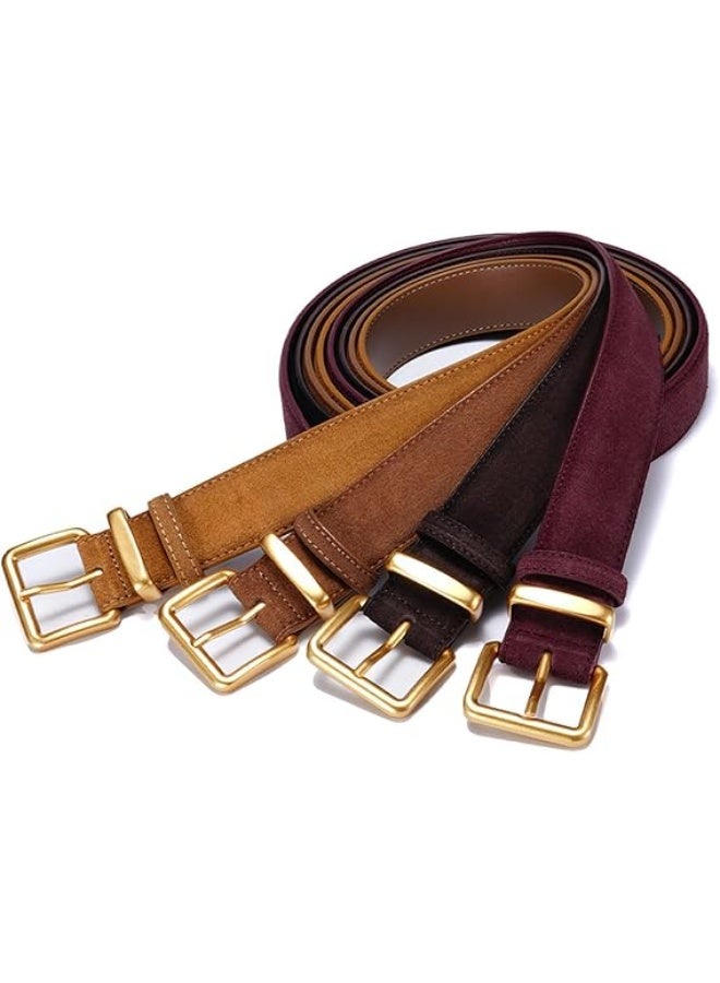 Women's Suede Leather Belt with Gold Buckle - Image 5